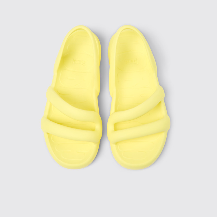 Overhead view of Kobarah Flat Yellow unisex Sandal