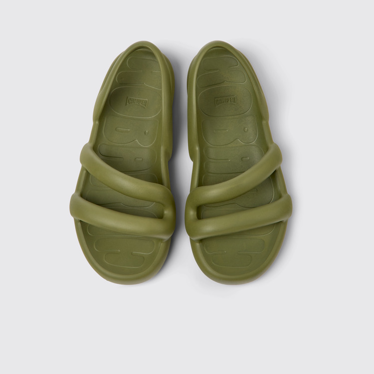 Overhead view of Kobarah Flat Green unisex Sandal