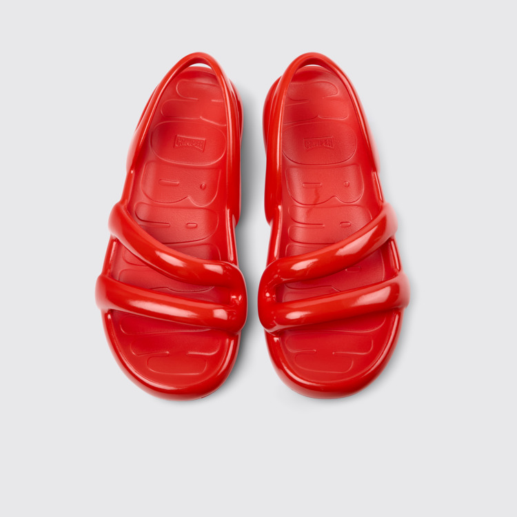 Overhead view of Kobarah Flat Red Sandal for Men.