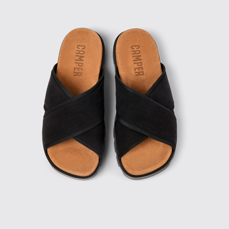 Overhead view of Brutus Sandal Black Textile Slide for Men