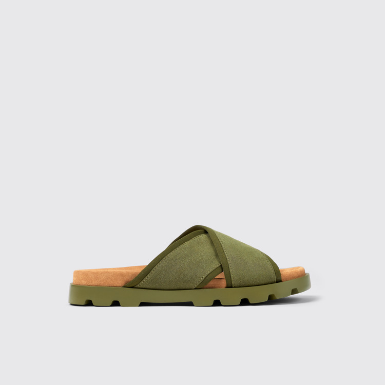 Side view of Brutus Sandal Green Textile Slide for Men