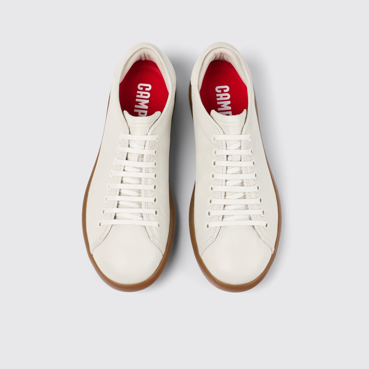 Overhead view of Pelotas Soller White Leather Men's Sneakers.