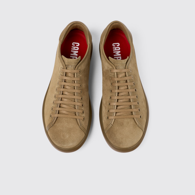 Overhead view of Pelotas Soller Brown Nubuck & Leather Men's Sneakers.