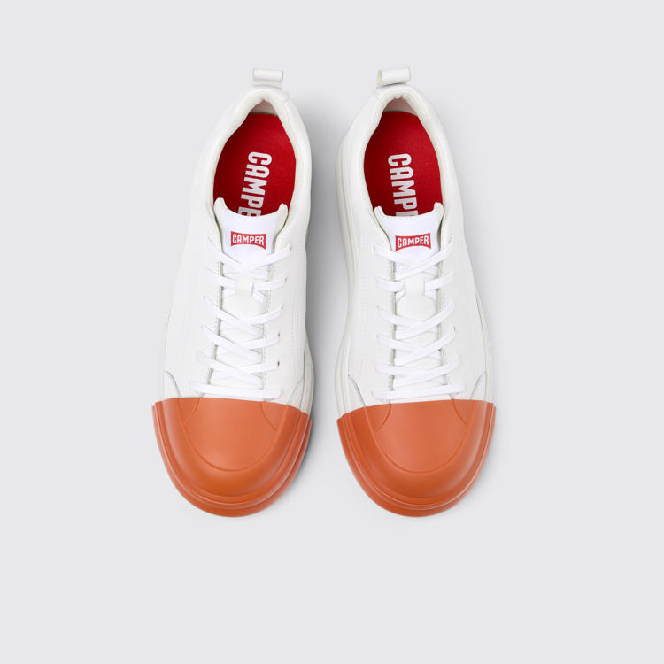 Overhead view of Junction Runner White leather sneakers