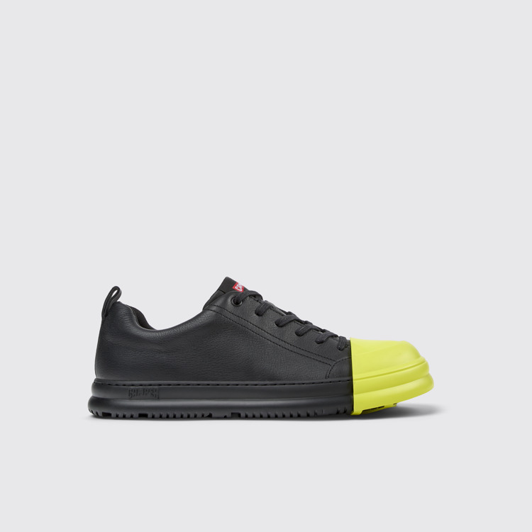 Side view of Junction Runner Black leather sneakers