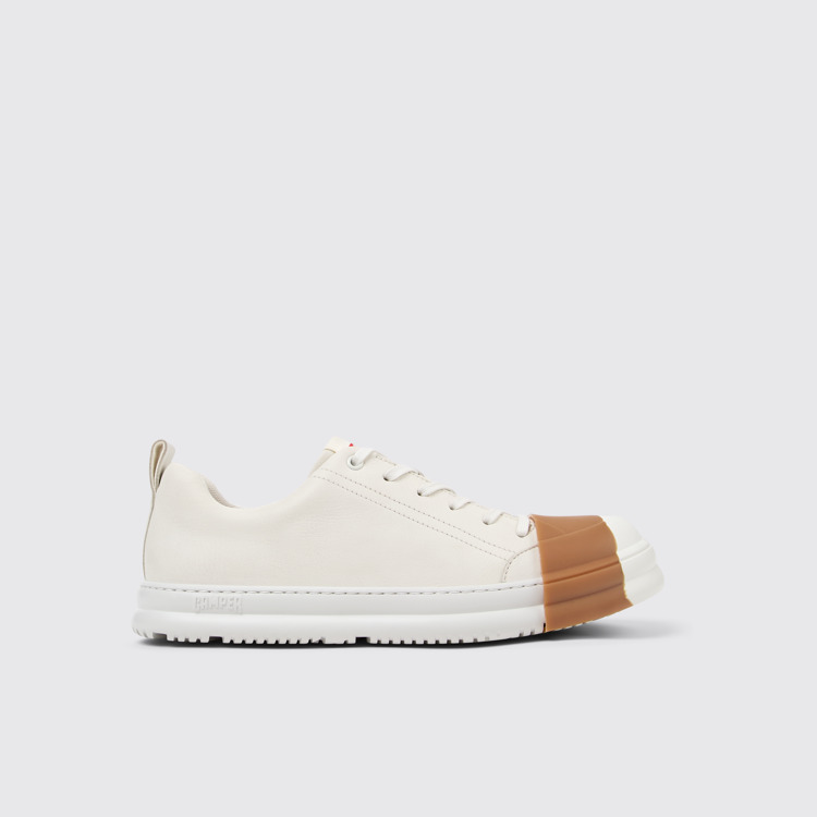 Side view of Junction Runner White Leather Men's Sneakers.