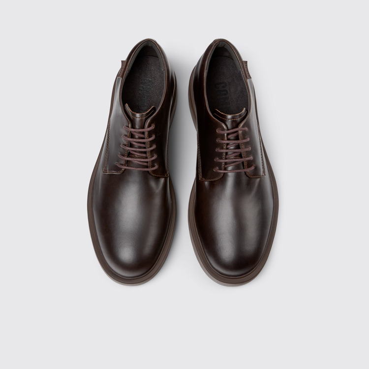 Overhead view of Dean Brown leather shoes for men