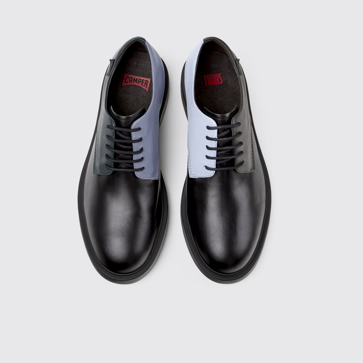 Overhead view of Twins Black leather shoes for men