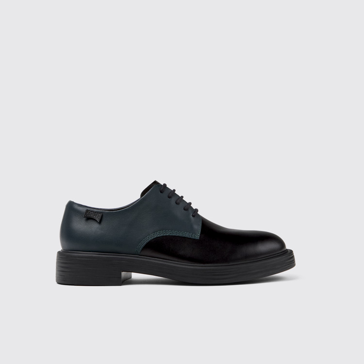 Side view of Twins Black leather shoes for men