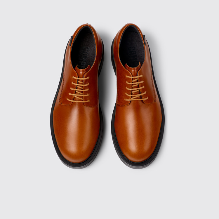 มุมมองด้านบนของ Dean Brown Leather Men's Shoe.