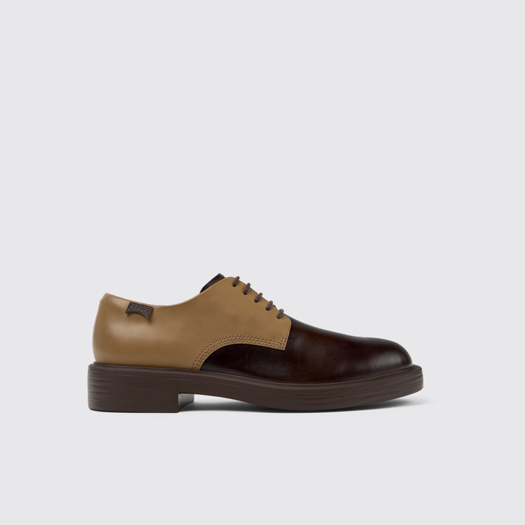 Side view of Twins Brown leather shoes for men