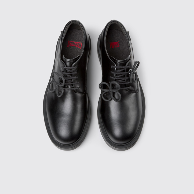 Overhead view of Twins Black leather shoes for men