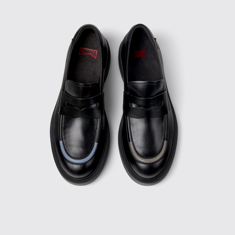 Overhead view of Twins Black leather shoes for men