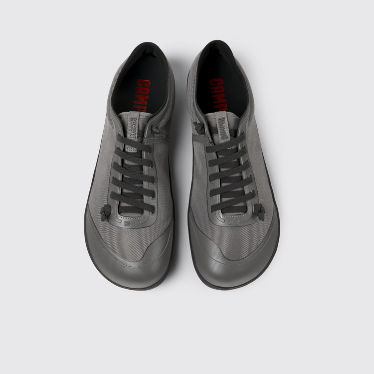 Overhead view of Peu Gray textile shoes for men