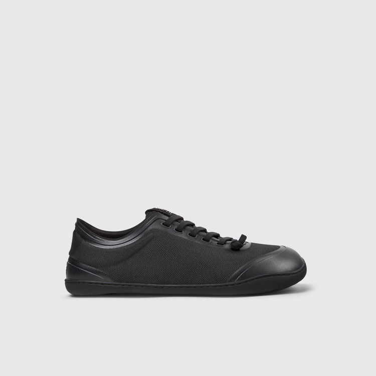 Side view of Peu Black textile shoes for men