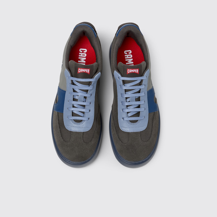 Overhead view of Runner K21 Gray textile and nubuck sneakers for men