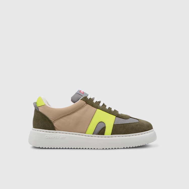 Side view of Runner K21 Sorona® Multicolor Recycled PET and Nubuck Sneakers for Men.