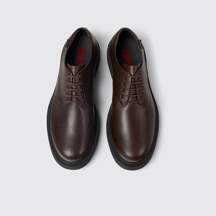 Norman Brown Leather Men's Shoes.俯角