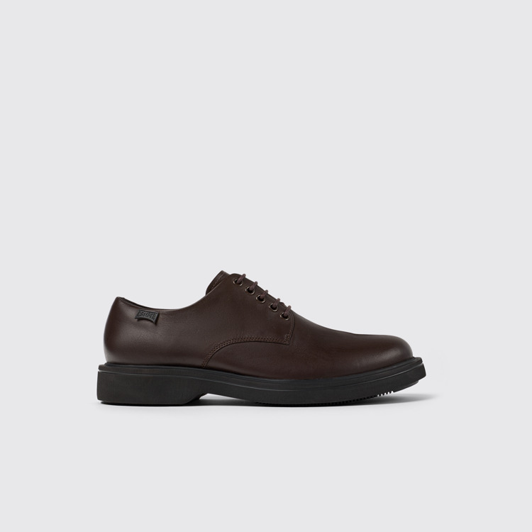 Side view of Norman Brown Leather Men's Shoes.