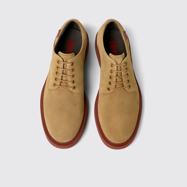 Overhead view of Norman Light brown nubuck shoes for men