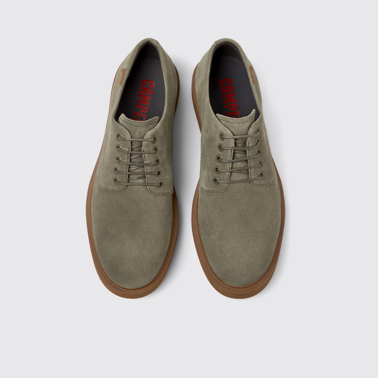 Overhead view of Norman Green Nubuck Shoes for Men.