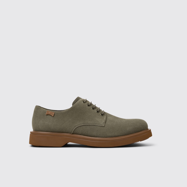 Side view of Norman Green Nubuck Shoes for Men.