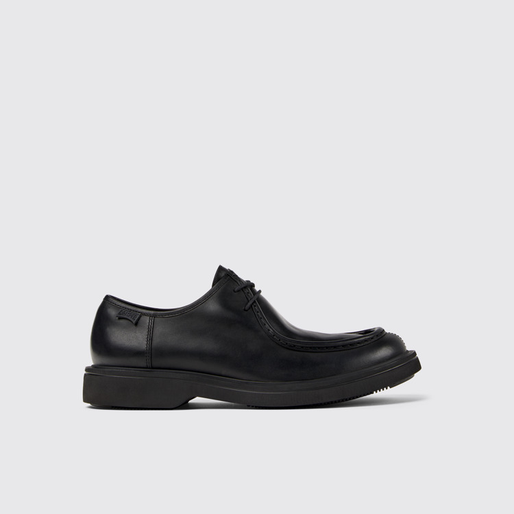 Side view of Norman Black leather shoes for men