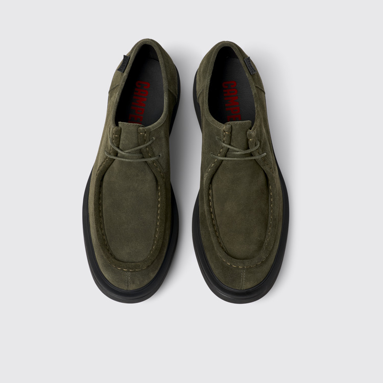 Overhead view of Norman Green nubuck shoes for men