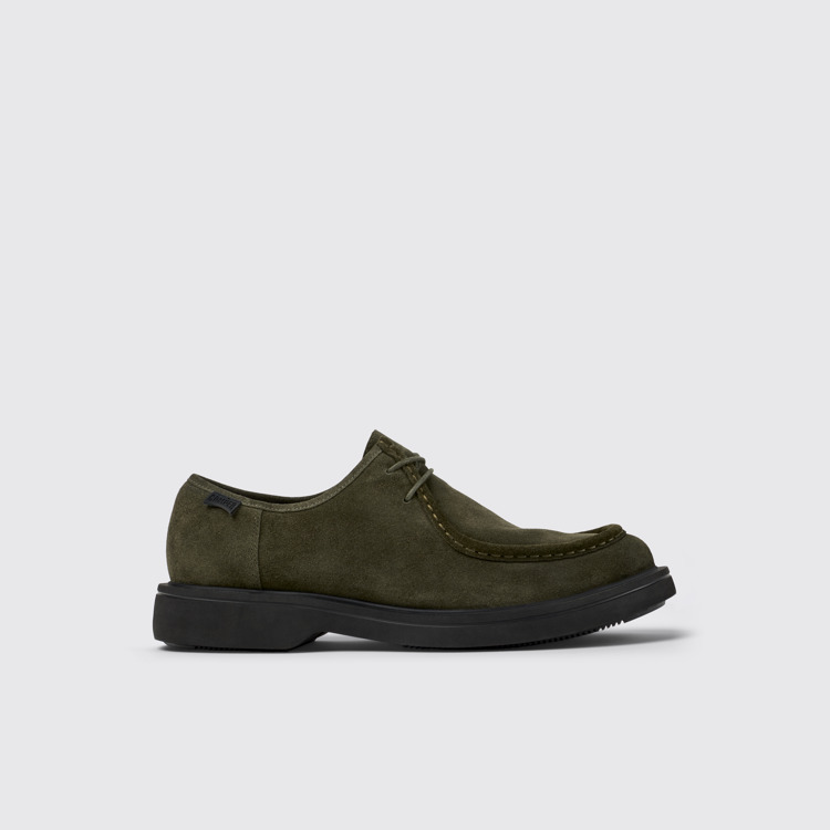 Side view of Norman Green nubuck shoes for men