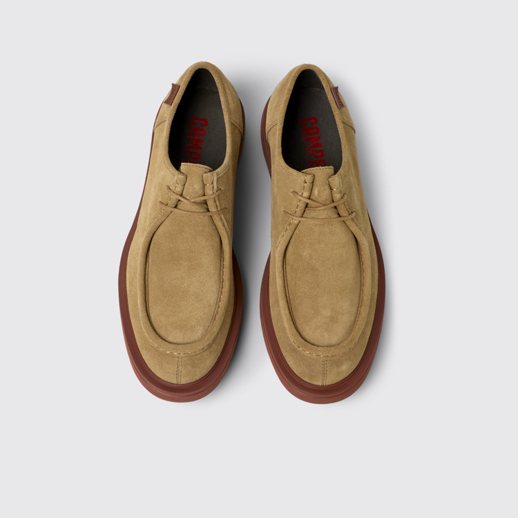 Overhead view of Norman Brown nubuck shoes for men