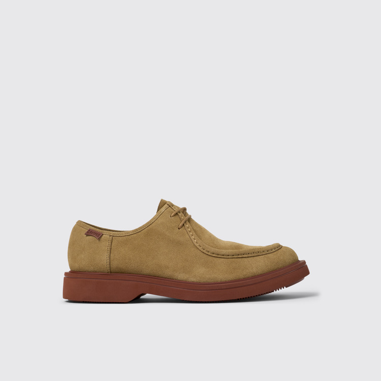 Side view of Norman Brown nubuck shoes for men