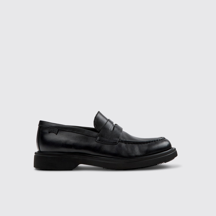 Side view of Norman Black Leather Men's Shoes.