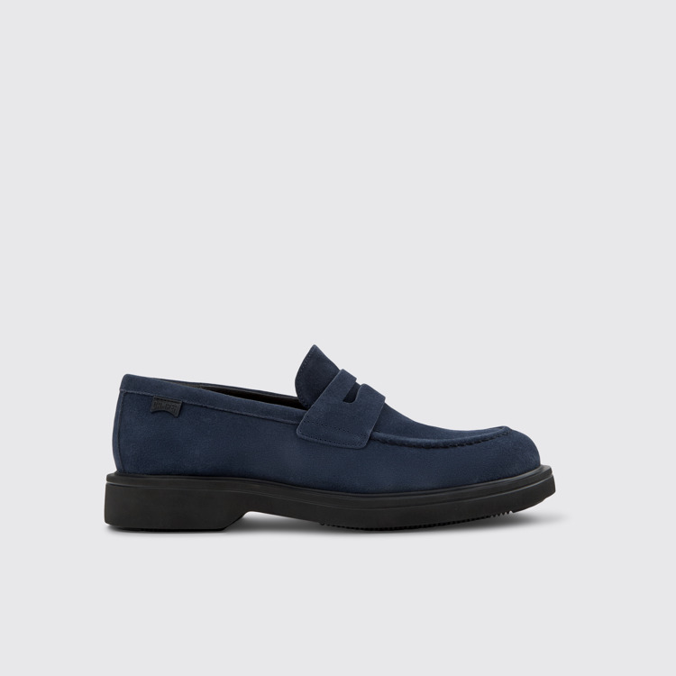 Side view of Norman Blue Nubuck Men's Shoes.