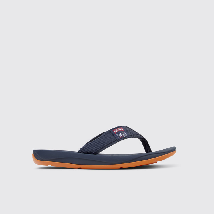 Side view of Camper x INEOS Britannia Blue Textile Flip-Flops for Men