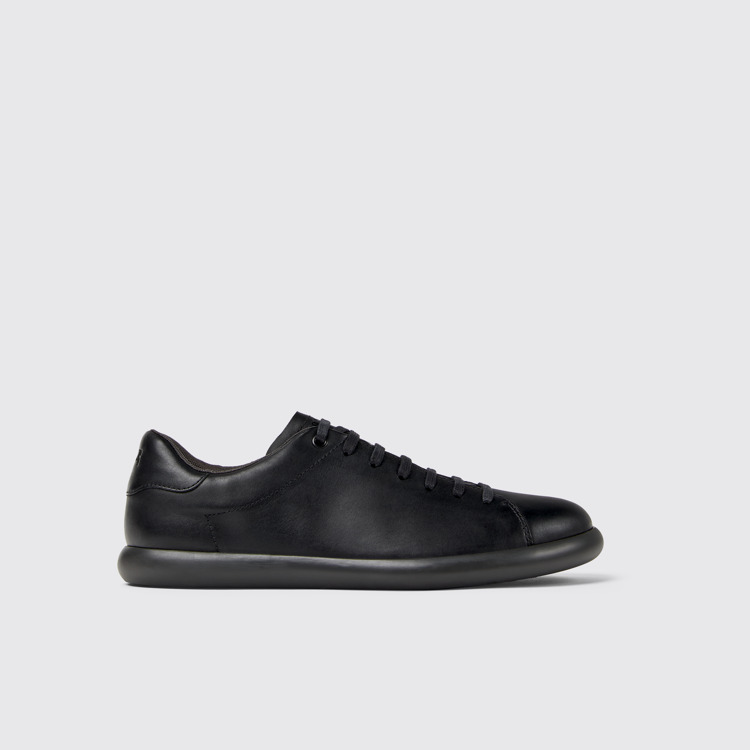 Side view of Pelotas Soller Black leather sneakers for men