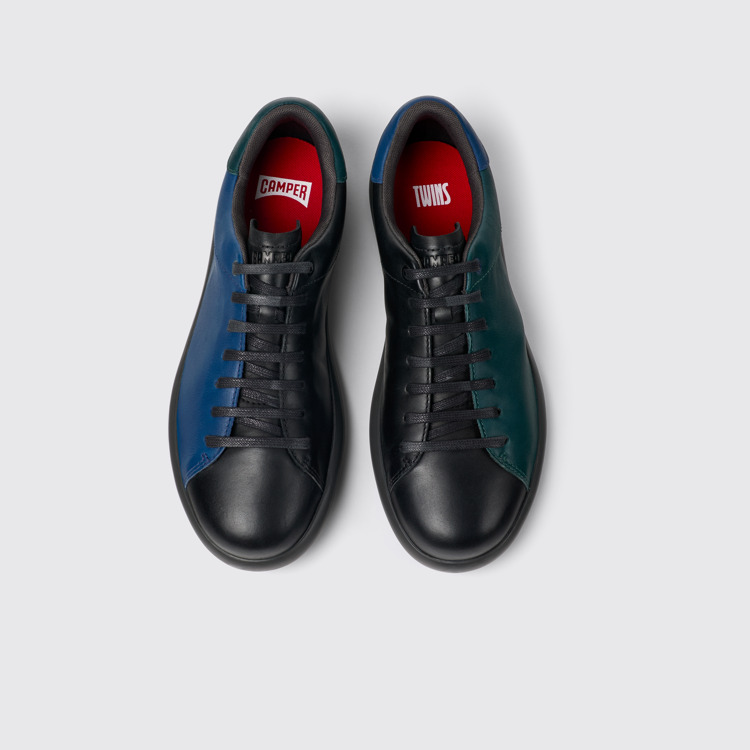 Twins Schwarz-blauer Ledersneaker für Herren