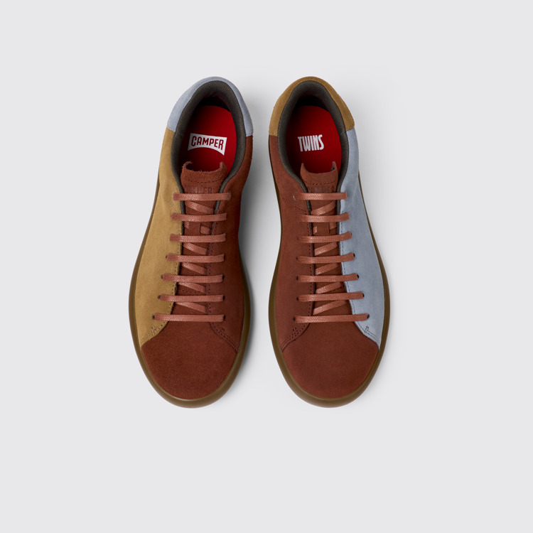 Twins Sneaker de nobuk rojo y café para hombre