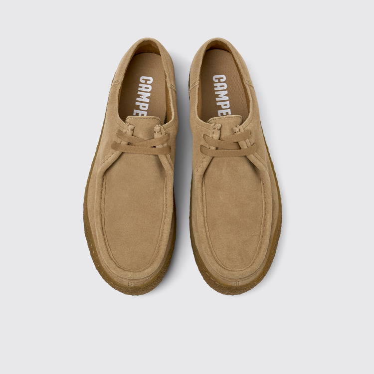 Overhead view of Peu Terreno Brown nubuck shoes for men