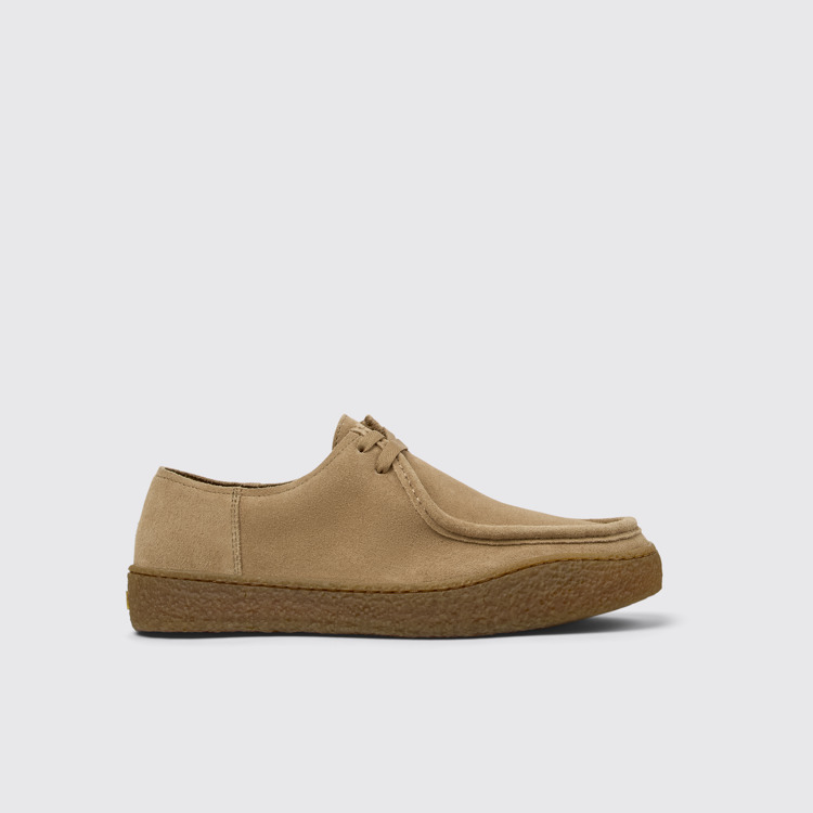 Side view of Peu Terreno Brown nubuck shoes for men