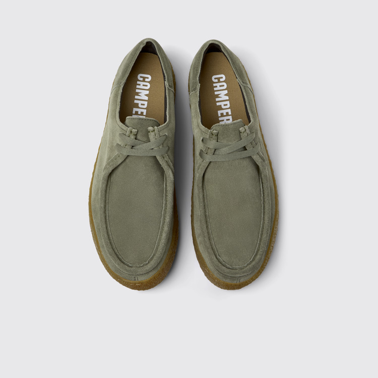 Overhead view of Peu Terreno Green Nubuck Shoes for Men.