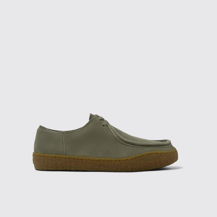 Side view of Peu Terreno Green Nubuck Shoes for Men.