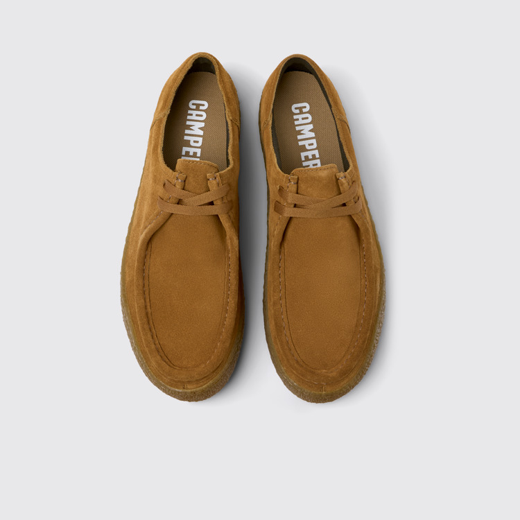 Overhead view of Peu Terreno Brown Nubuck Shoe for Men.