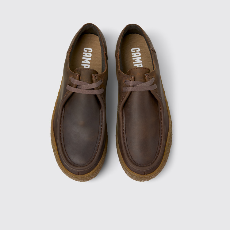 Overhead view of Peu Terreno Brown nubuck shoes for men