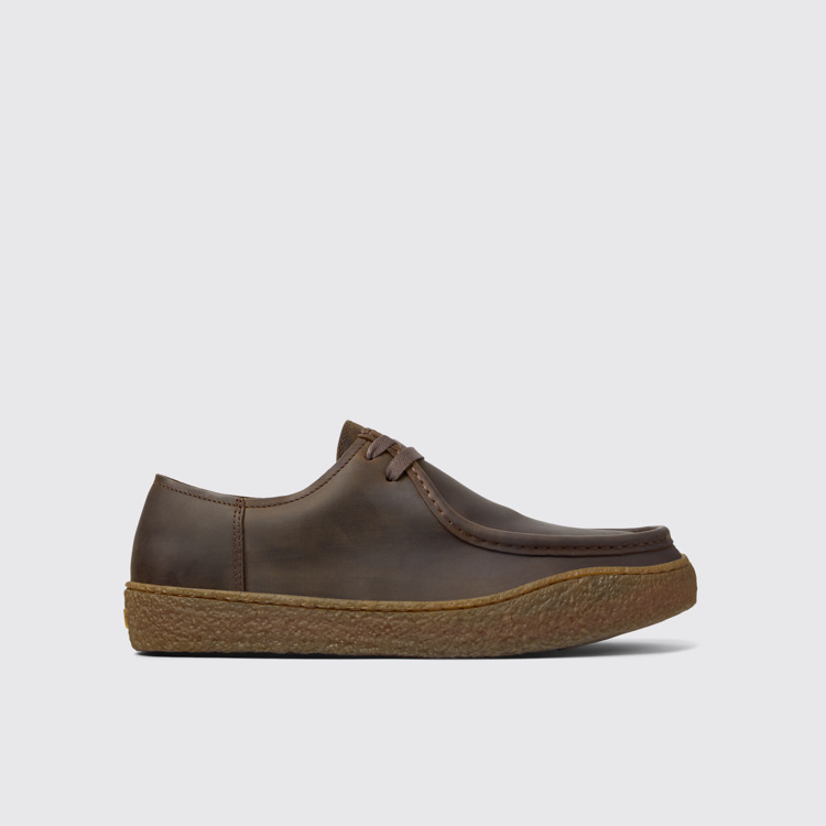 Side view of Peu Terreno Brown nubuck shoes for men