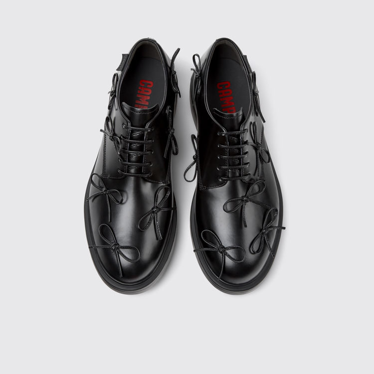 Dean Black Leather Men's Shoes.俯角