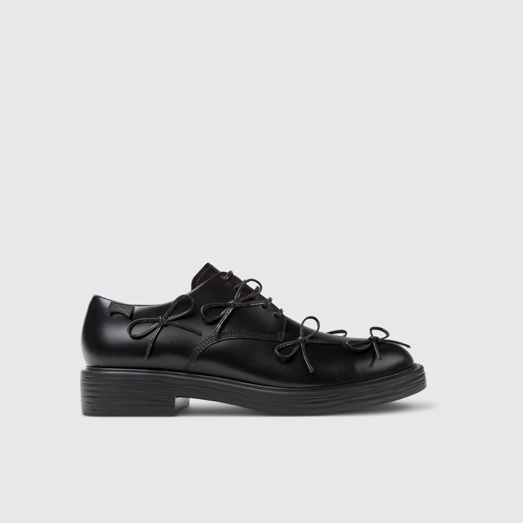 Dean Black Leather Men's Shoes.側面