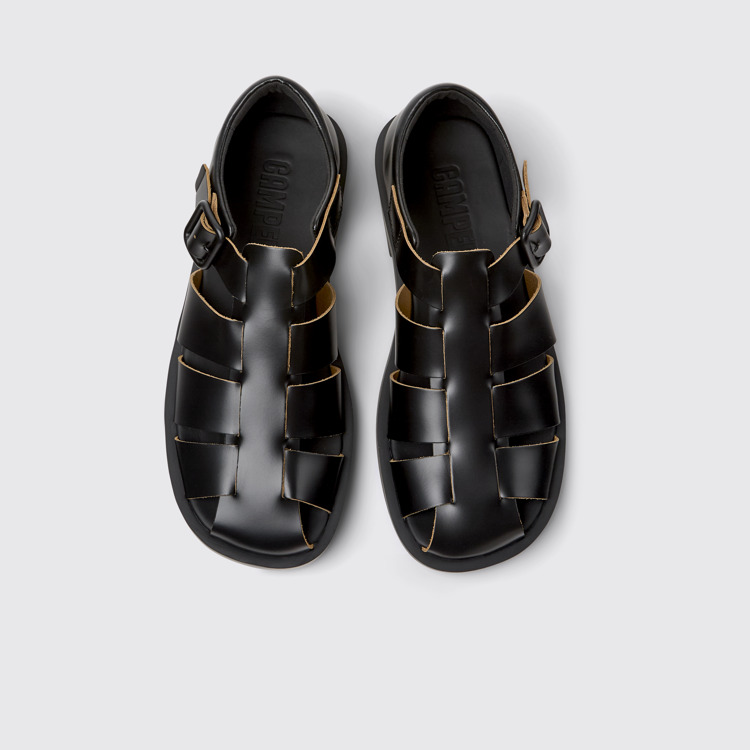 Don Sandales en cuir noir pour homme.