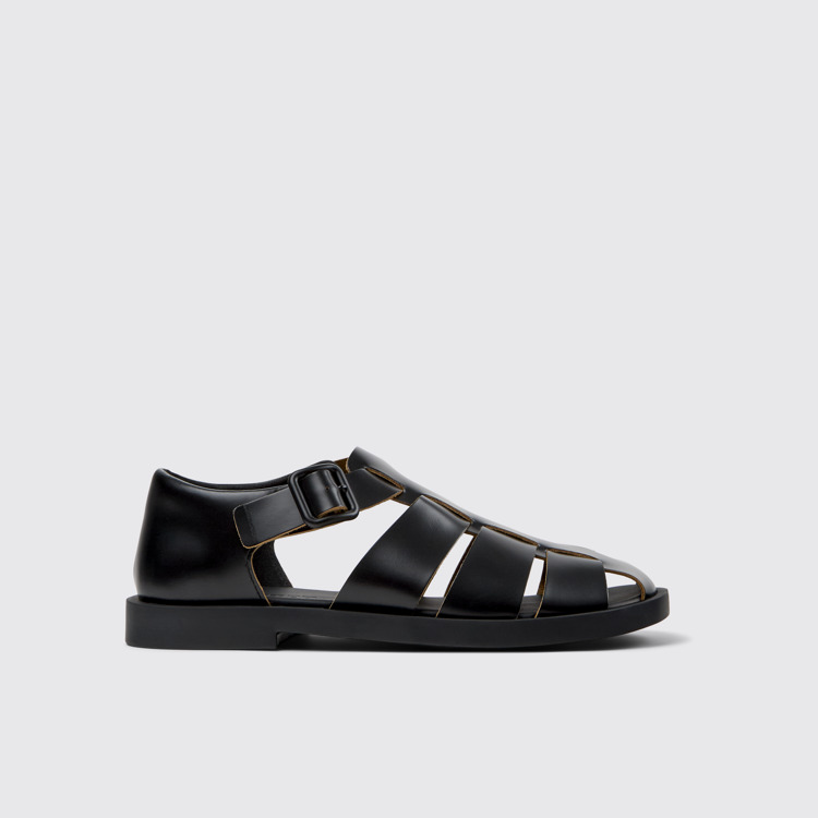 Don Sandalias de piel negra para hombre.