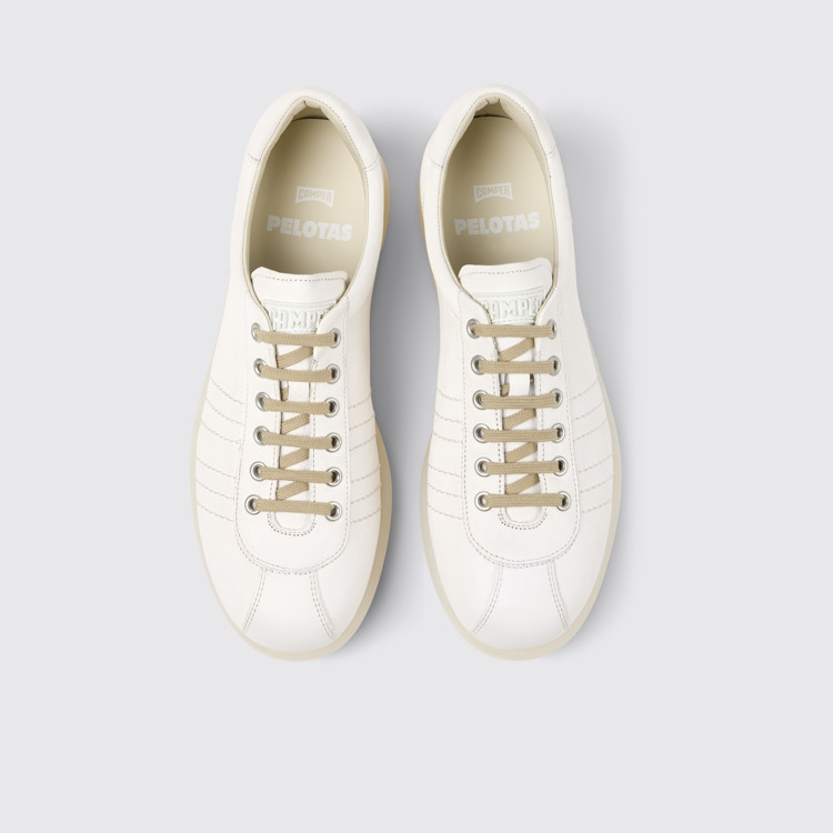 Overhead view of Pelotas White Leather Men's Shoes.