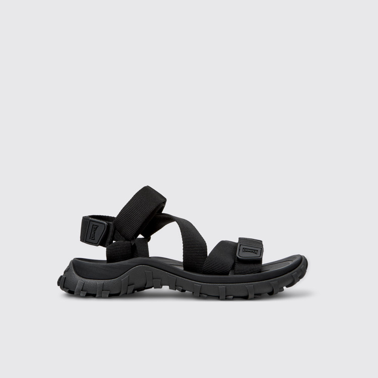 Side view of Drift Trail Sandal Black Recycled PET Sandals for Men.